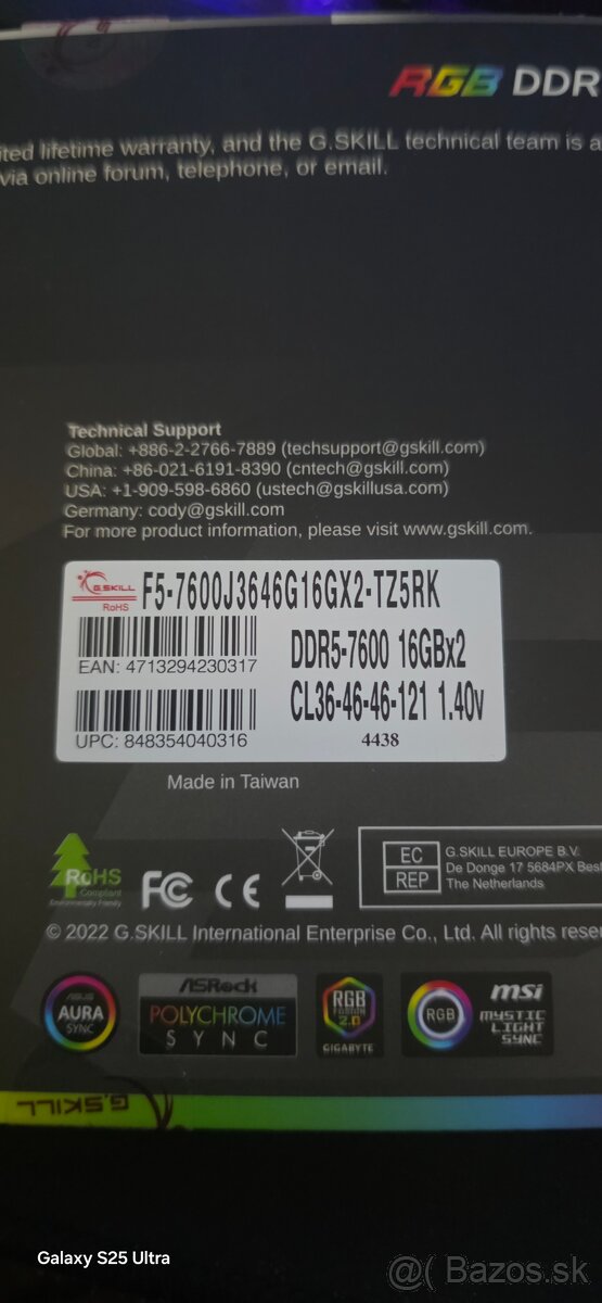 G.SKILL Trident Z5 RGB 32GB DDR5 7600MHz CL36 - 2