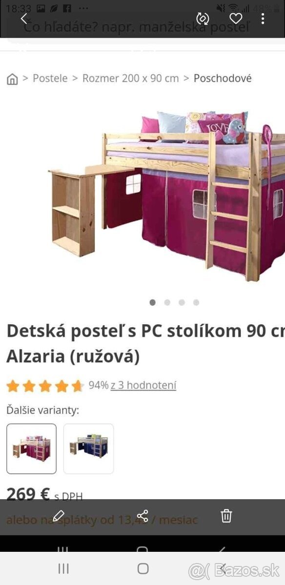 Detská vyvýšená posteľ so stolíkom - 2