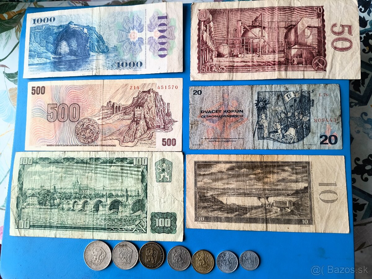 ZOSTAVA STARÝCH ČESKOSLOVENSKÝCH_BANKOVIEK a MINC - 2