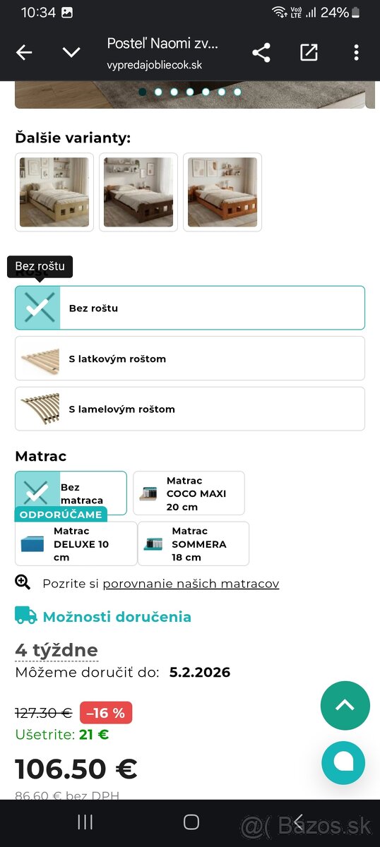 Posteľ s nočným stolíkom - 2