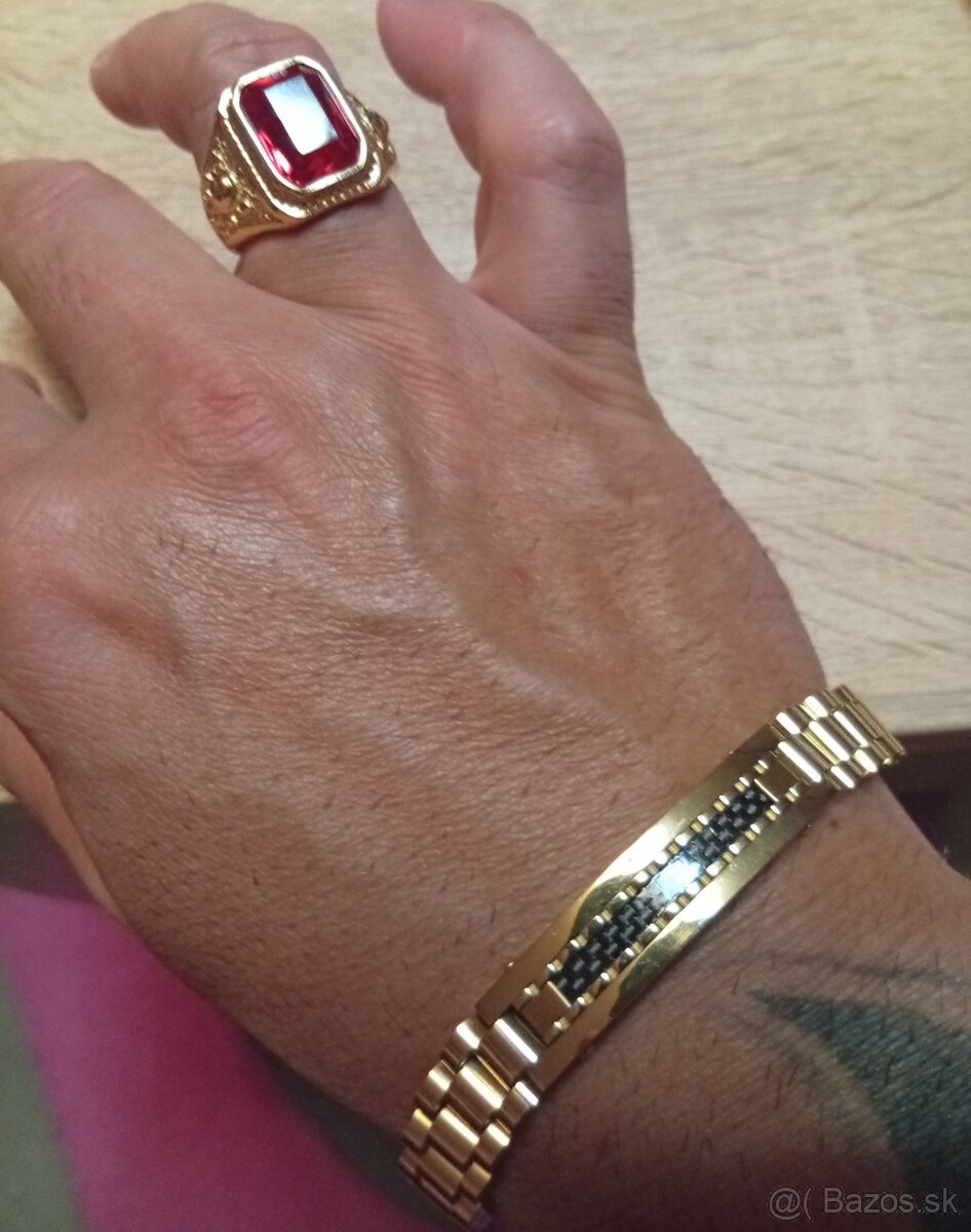 Štýlový pánsky mohutný pozlátený set - 2