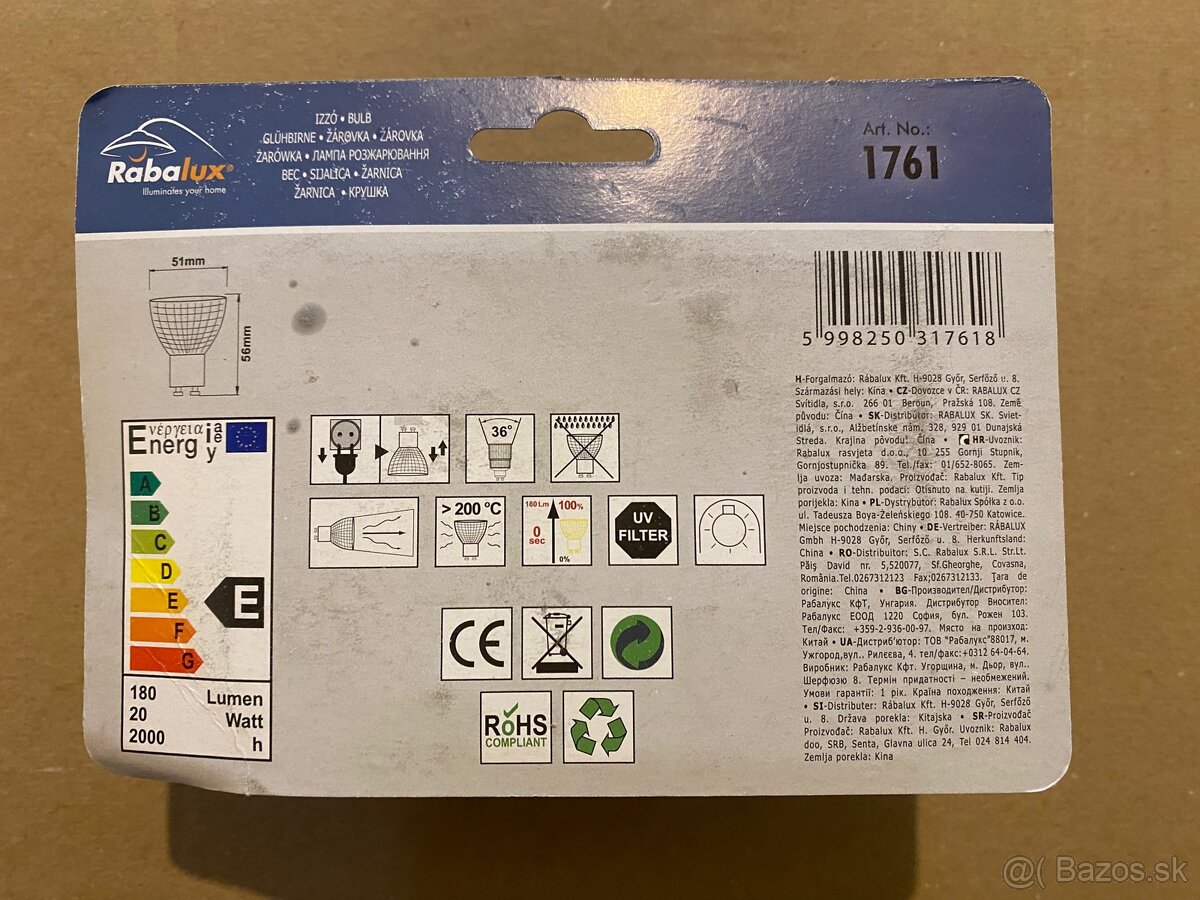 Rabalux halogen 230V/20W - 2