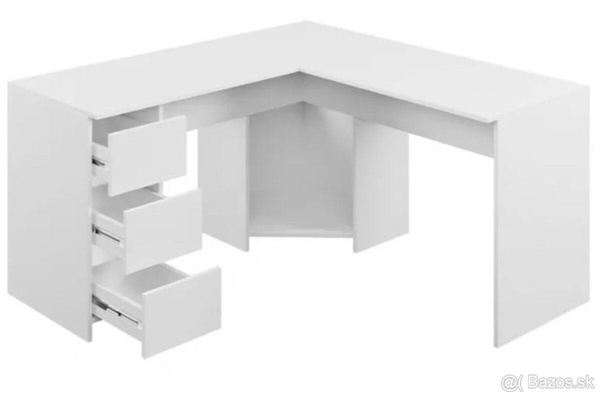 Rohovy pisaci stol - biely - 2