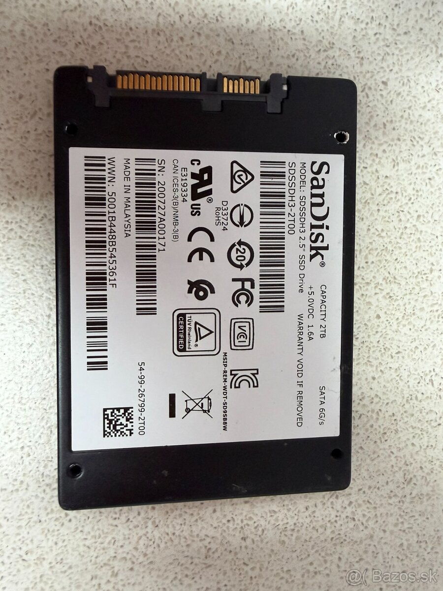 Predám 2TB SanDisk Ultra 3D SSD 2.5" - 2
