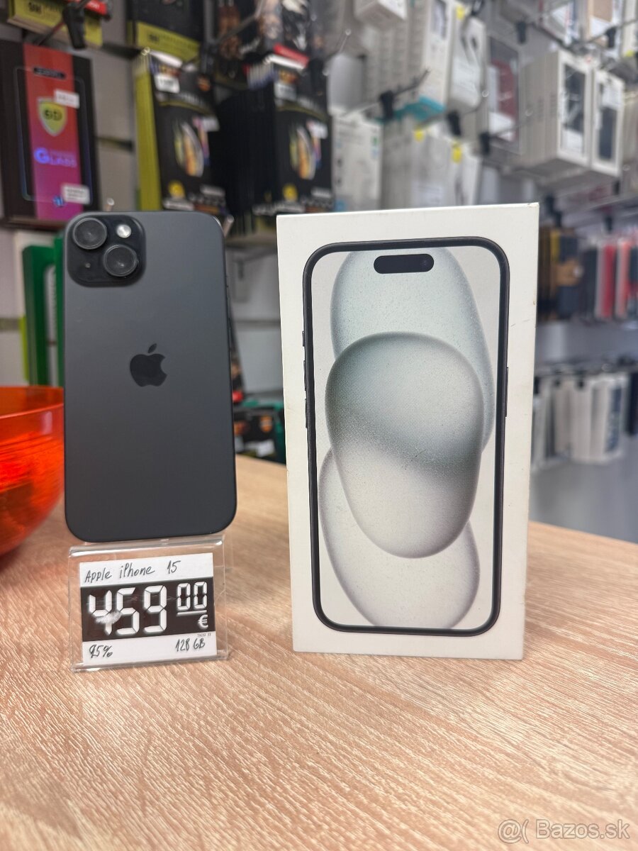 Apple iPhone 15 128gb čierna 95% bat - 2