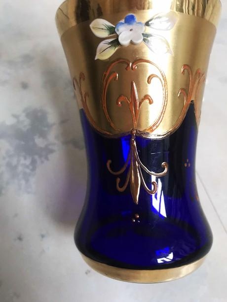 Kobaltová váza so zlátením a smaltovaním - 2
