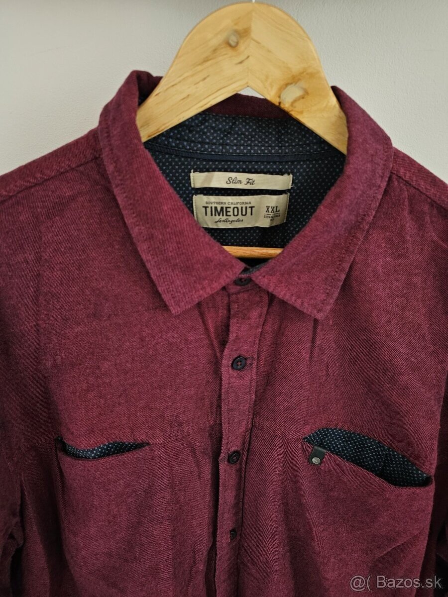 Pánska burgundy košeľa Timeout - 2