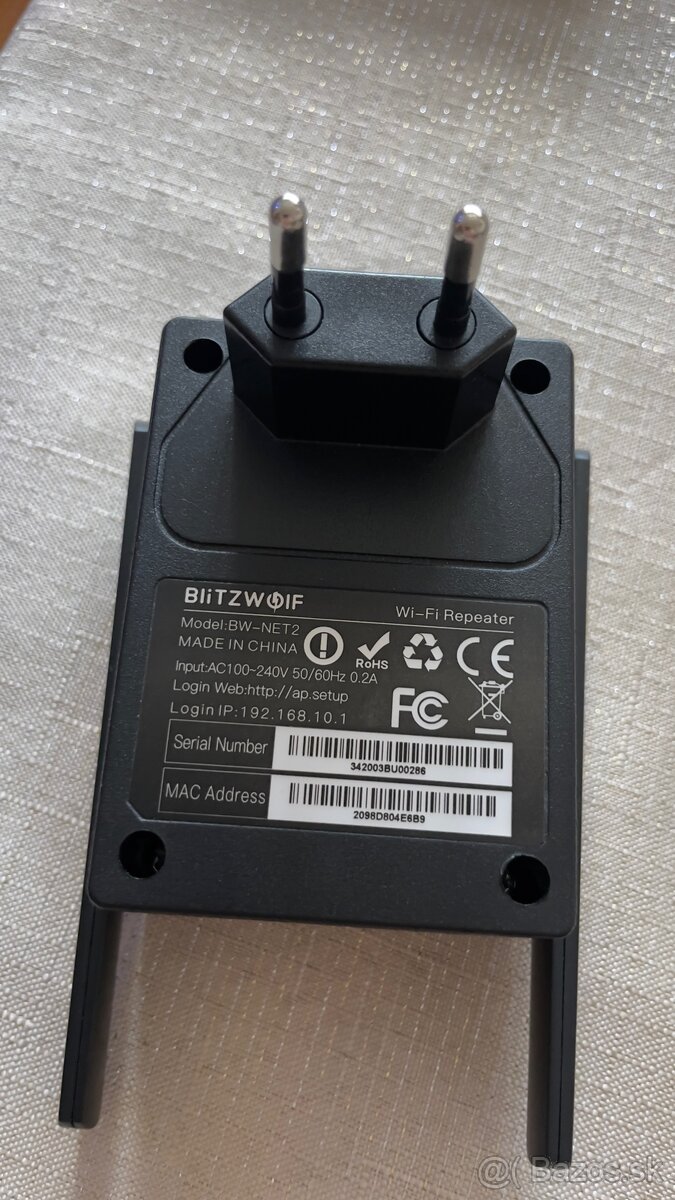 Wifi opakovač signalu Bitzwoif bt net2 - 2
