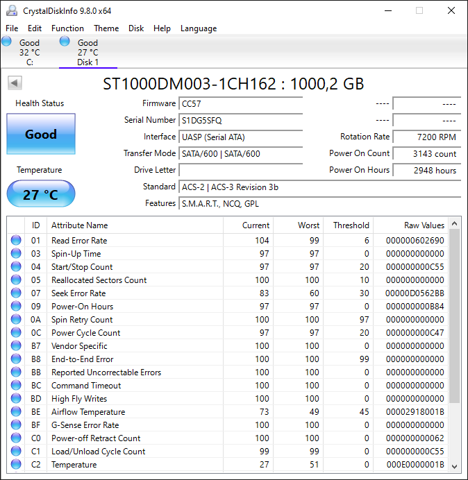 1TB Seagate HDD 3.5" 7200 rpm - 2