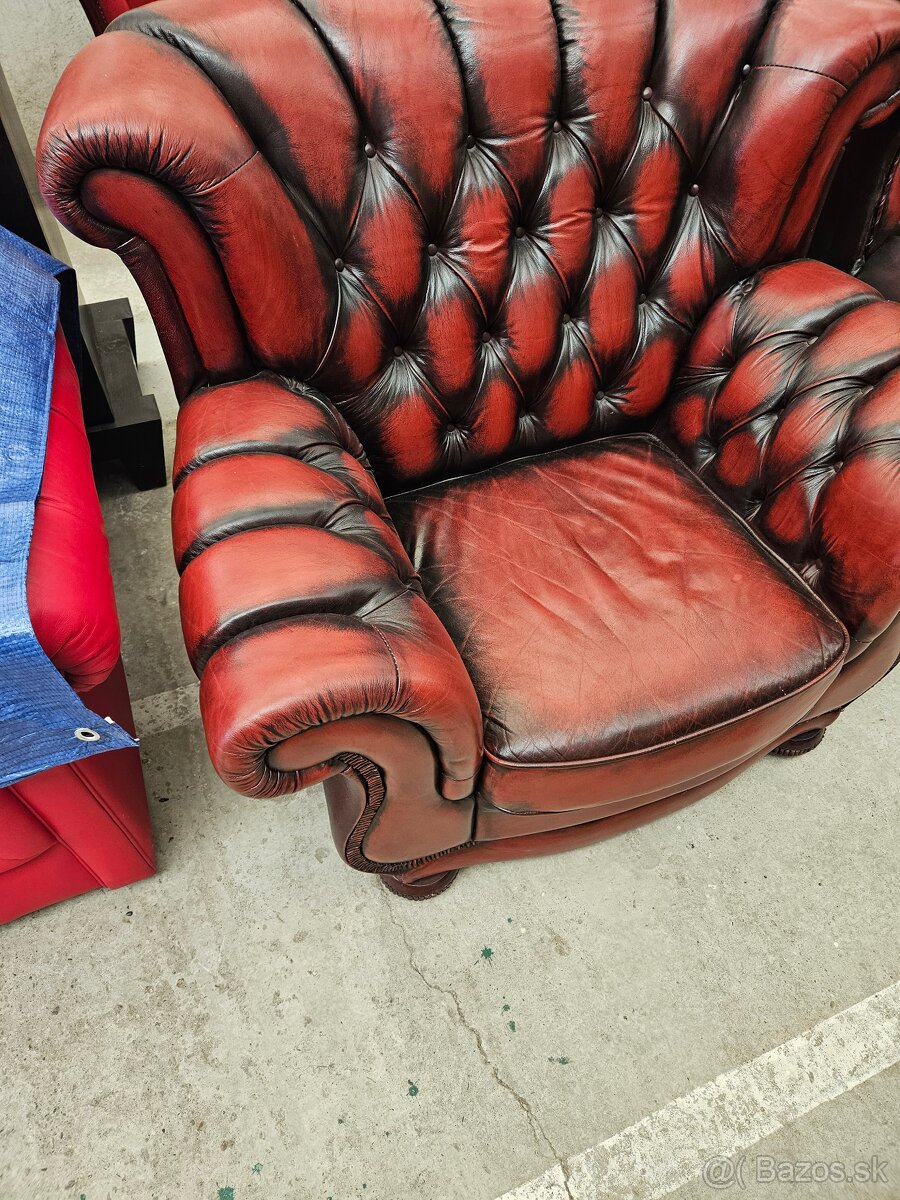 CHESTERFIELD ŠTÝL,VEĽKÉ-MASÍVNE-KOŽENÉ KRESLO - 2