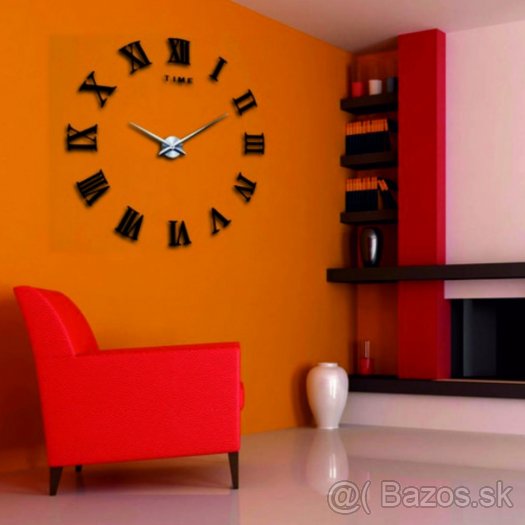 3D Nástenné hodiny rímske bohatstva ČIERNE 031B-S - 2