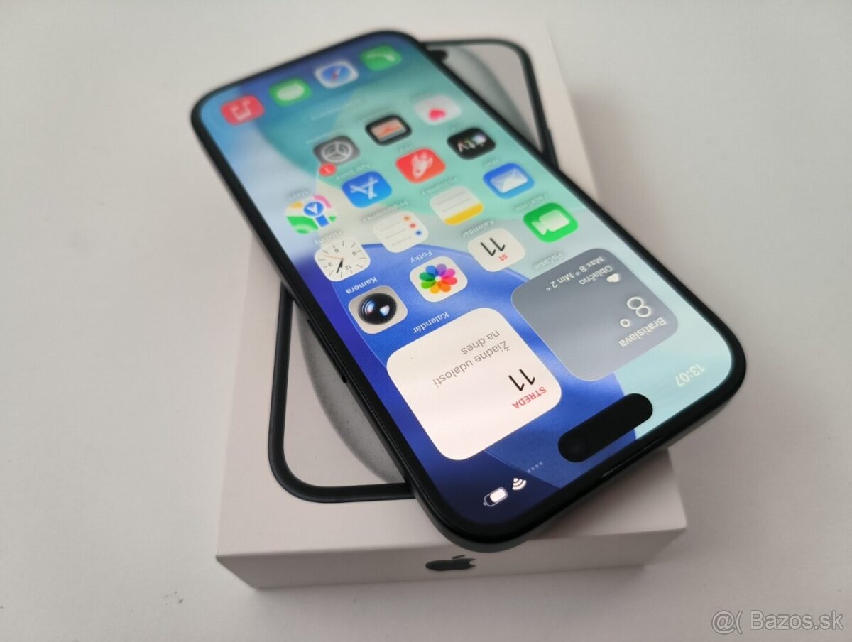 apple iphone 15 128gb Midnight 100% Batéria - 2