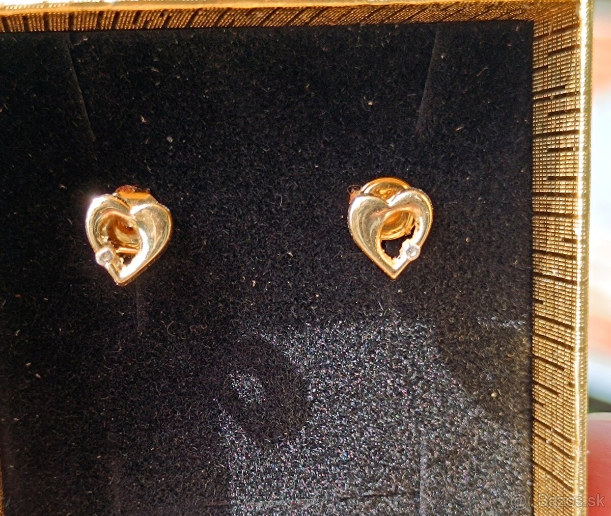 Zlate náušnice srdce 585 - 2