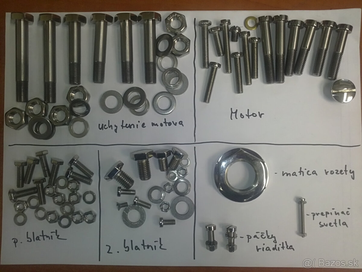 kompletná sada skrutiek z leštenej nereze - 2