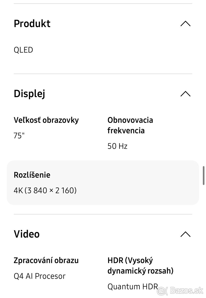 Predám úplnú nový Samsung 75 palcov 4K/2025 - 2