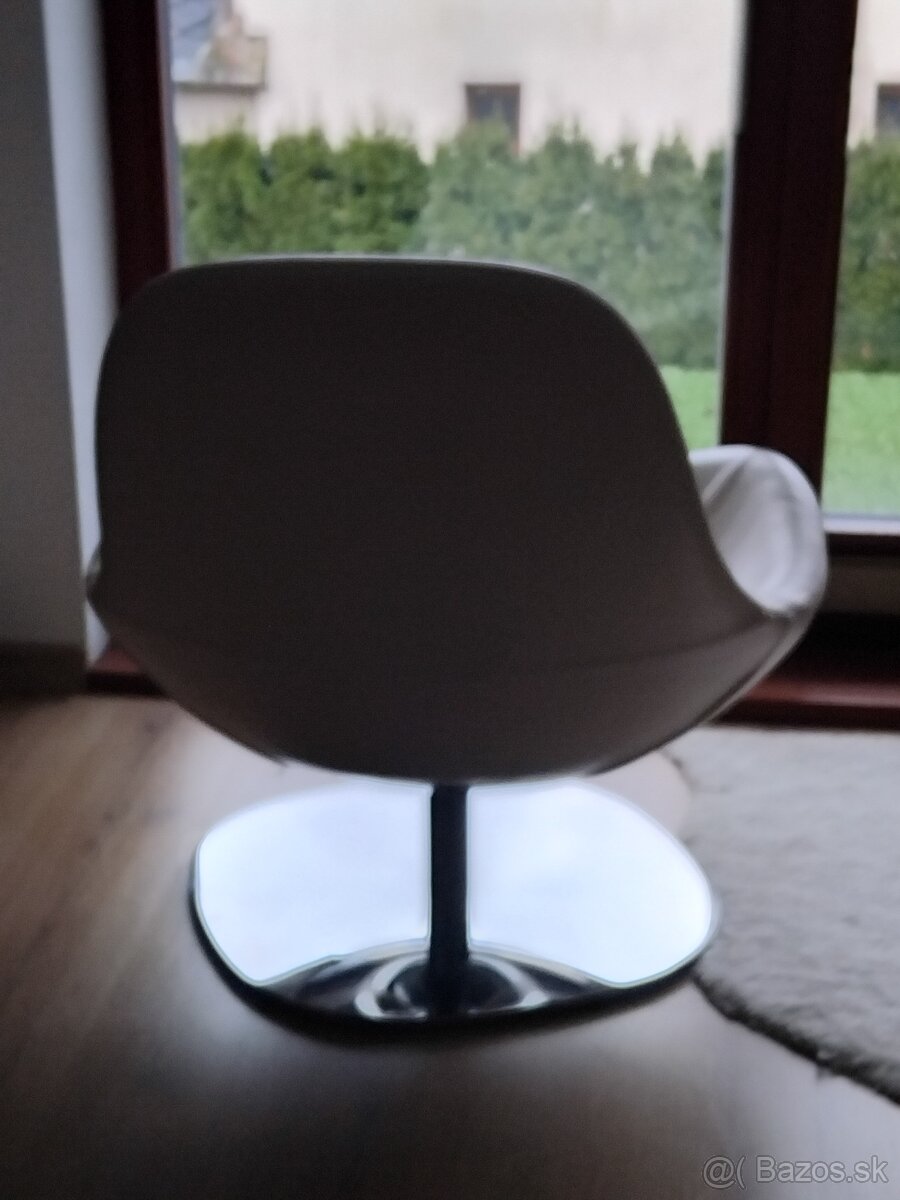 Kreslo kožené retro biele - 2