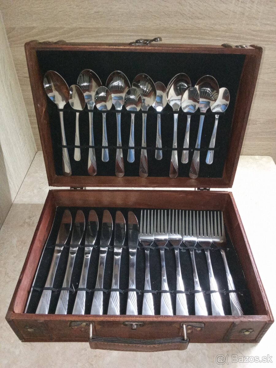 Príbor v drevenej truhlici + sada nožov - 2