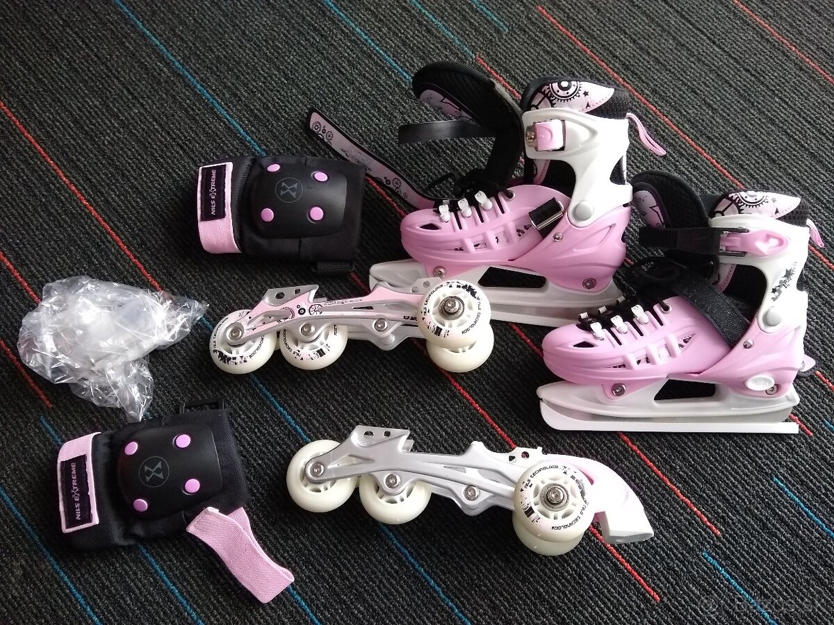 Dievčenské korčule 4v1 RUŽOVÁ - 2