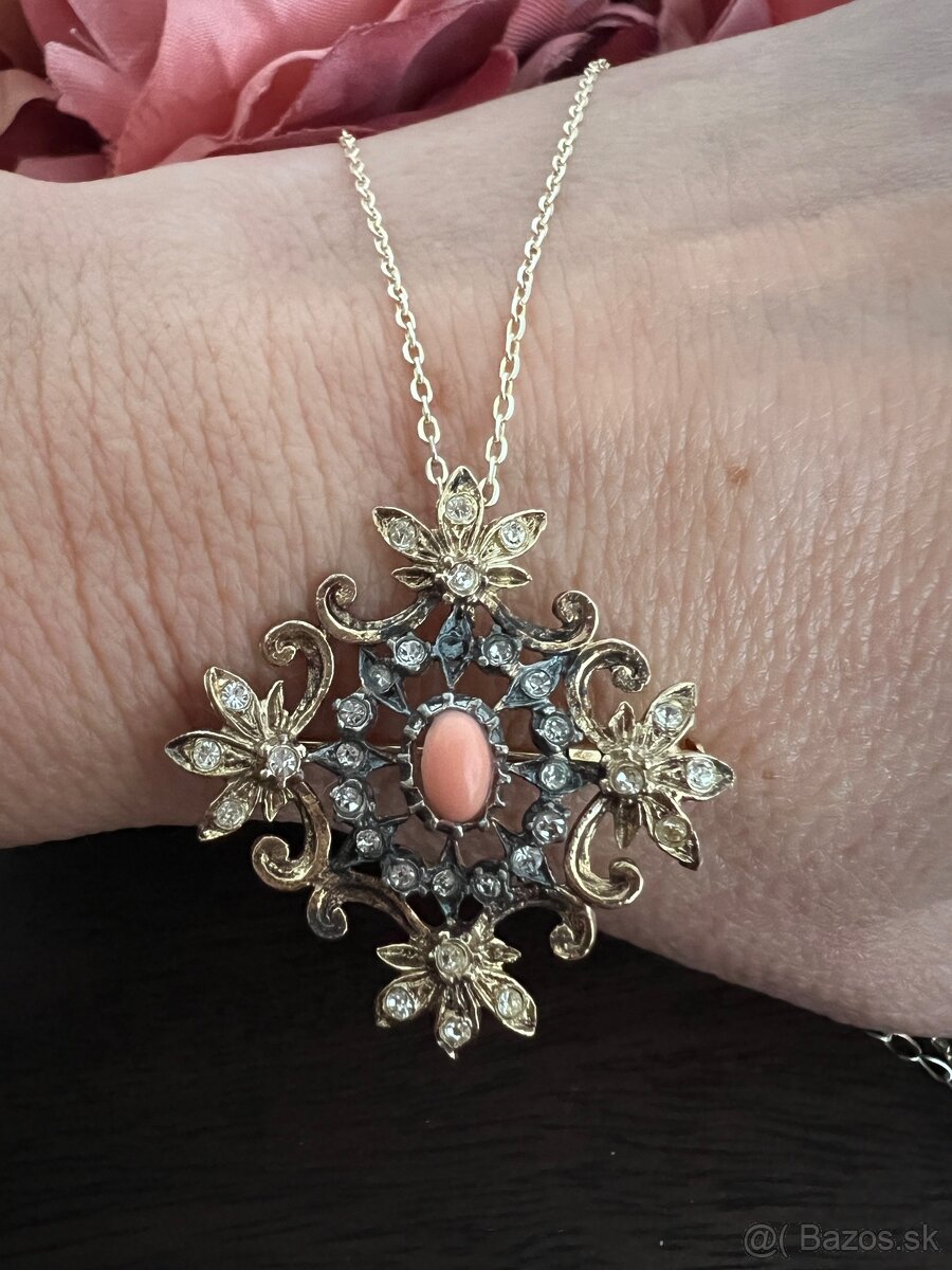 Starozitny privesok - brošña zo striebra - 2