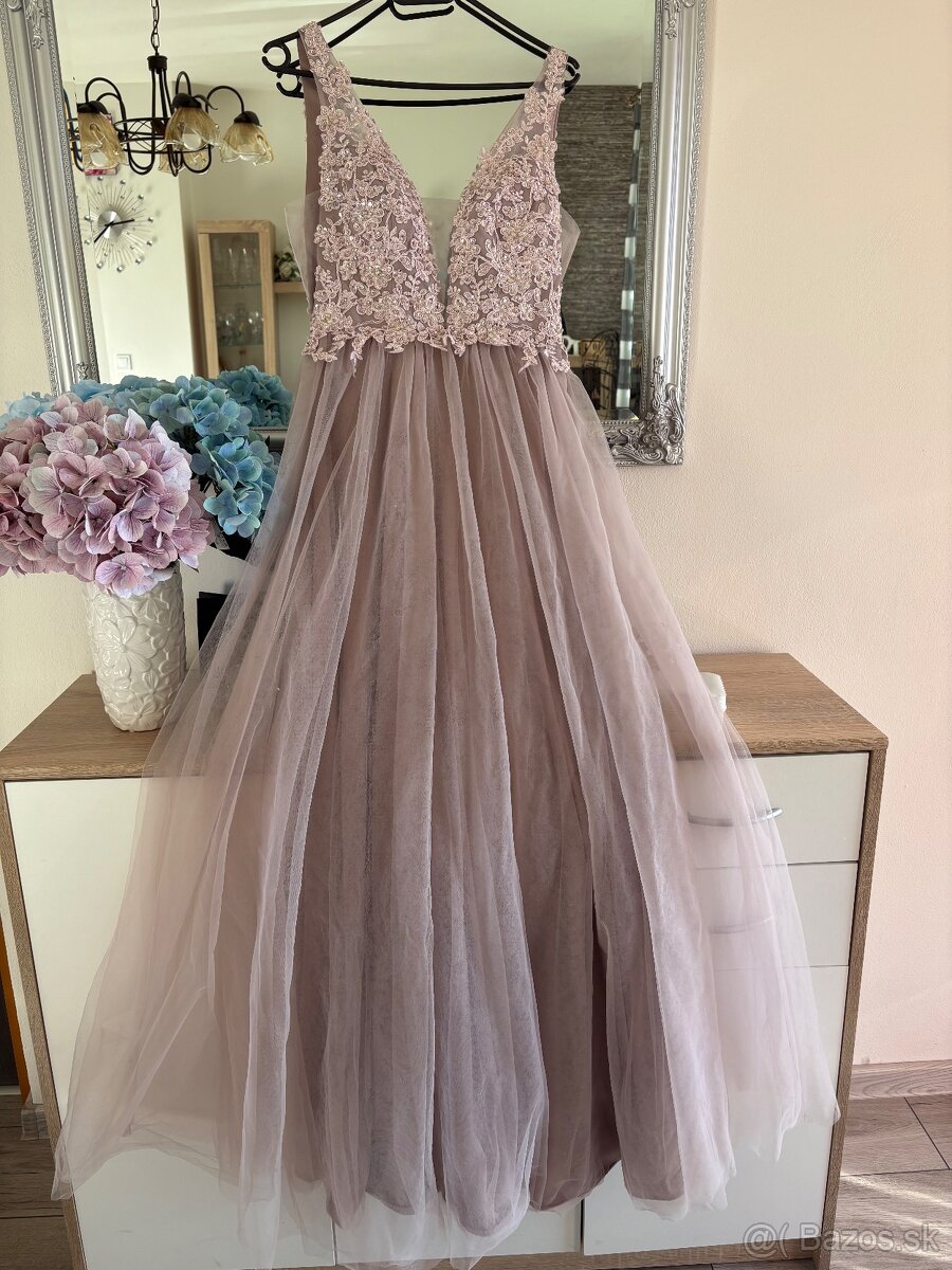 Pudrovoružové spoločenské šaty 38/M - 2