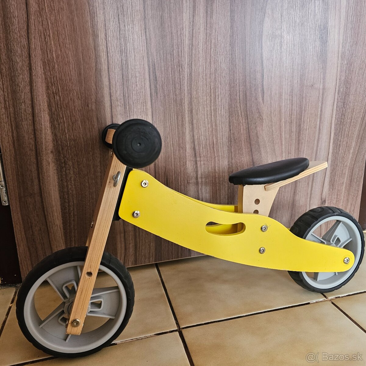Drevené odrážadlo 2v1 mini žlté - 2