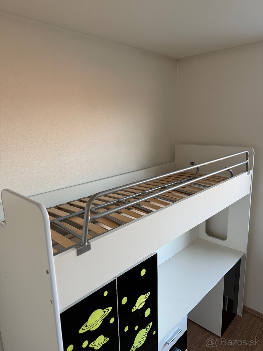 Detská poschodová posteľ so skriňou a stolom - 2