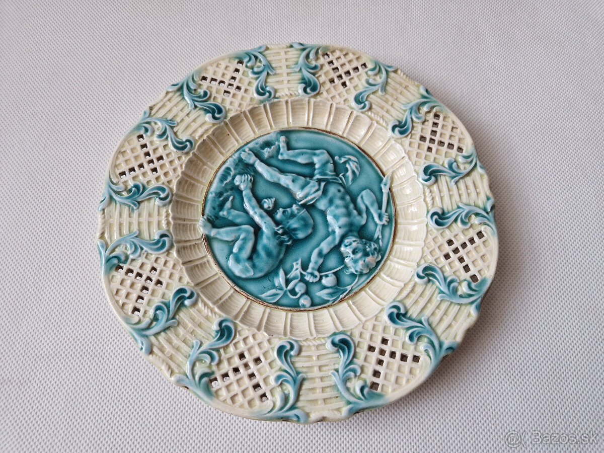 Starožitný keramický talířek talíř majolika Steidl Znojmo - 2