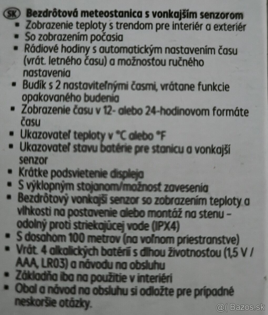 Bezdrôtová meteostanica - 2