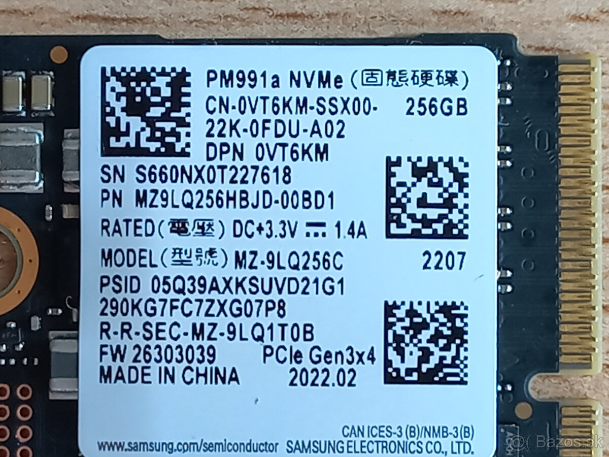 256GB SSD SAMSUNG PM991a M.2 PCI-e NVMe - 2