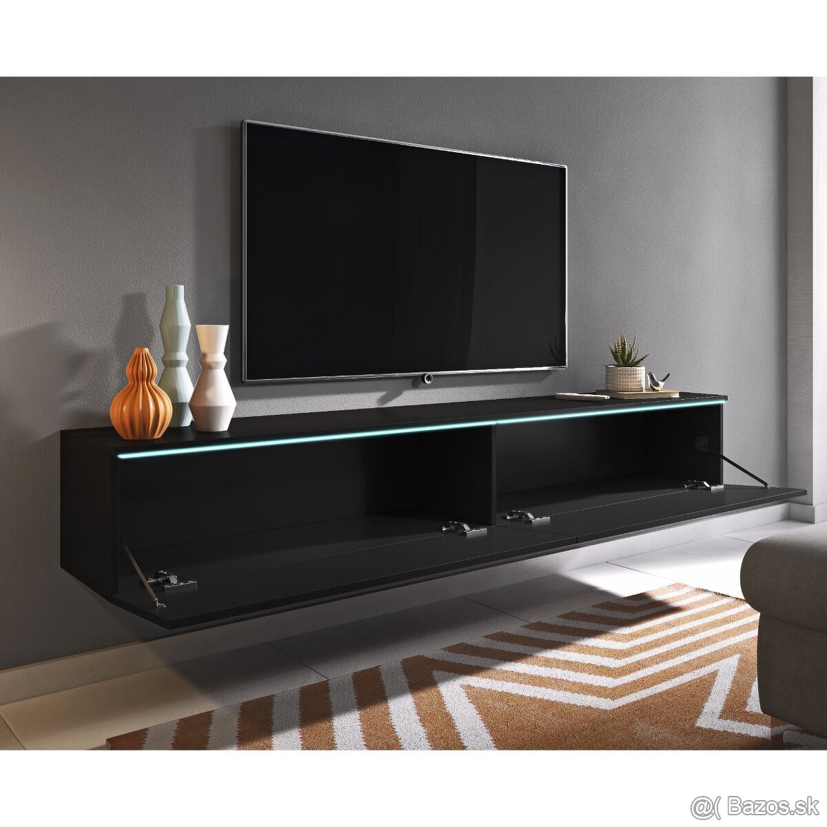 TV komoda DOROTHE 180 - čierna/matná grafitová - 2