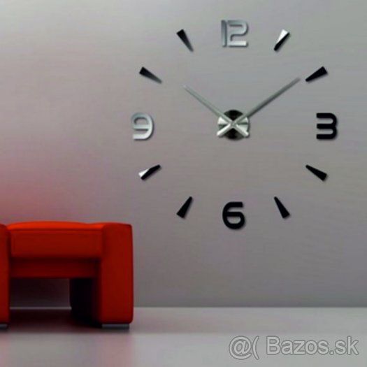 Veľké nástenné hodiny 3D silver 30-S ZRKADLO. SILVER - 2