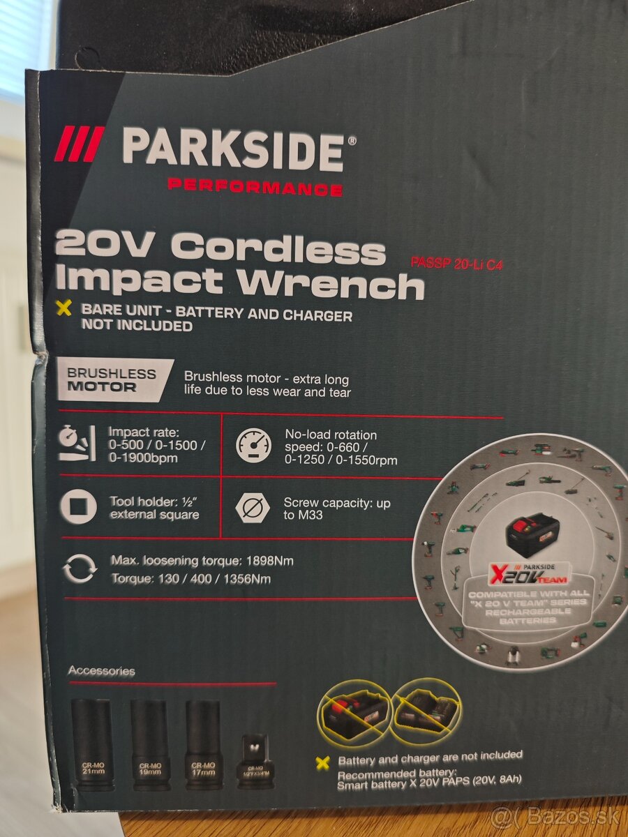 1900 Nm Parkside Rázová Uťahovačka BEZ BATÉRIE - 2