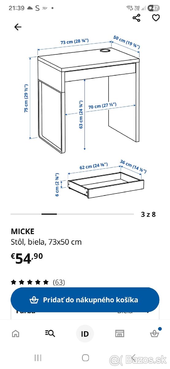 Pídací stôl MICKE, IKEA - 2