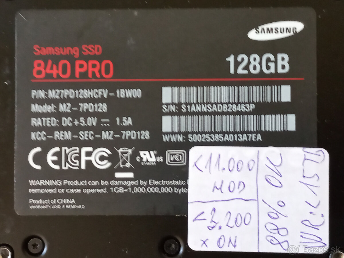SSD 128GB SAMSUNG 840PRO MLC SATA3 (6.0Gbps) - 2