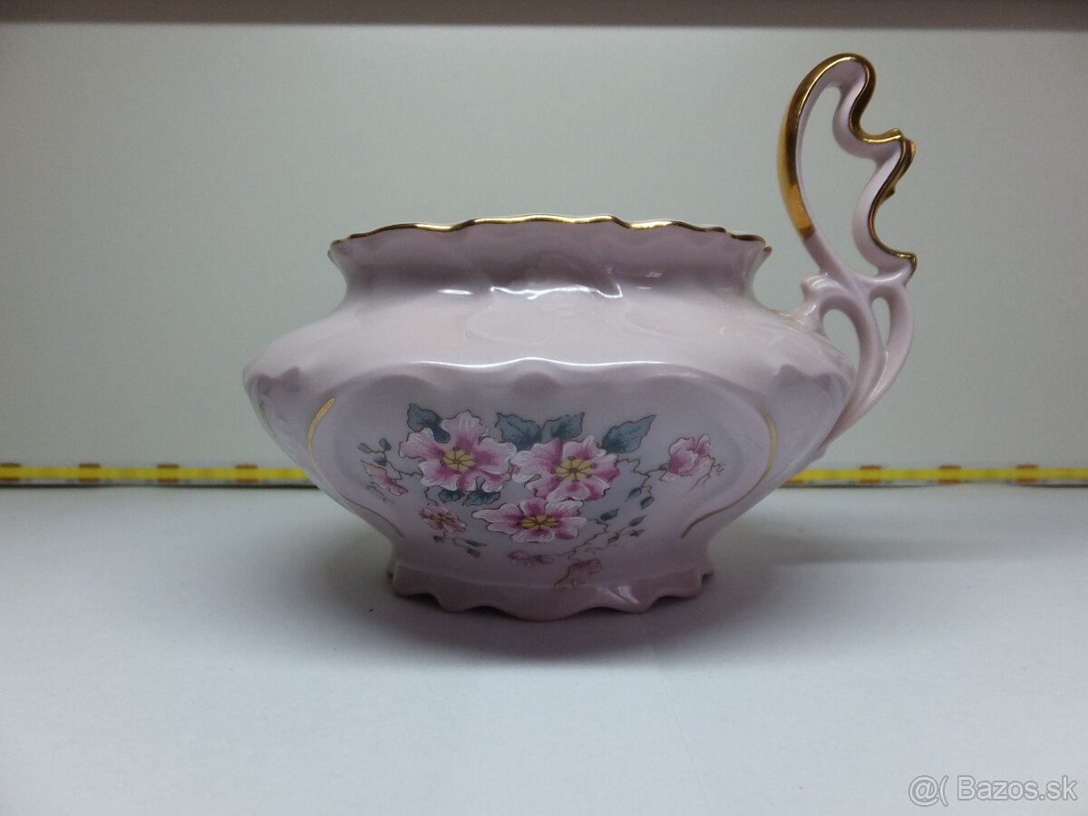 Originál růžový porcelán H&C Chodov, krásný svícen. - 2