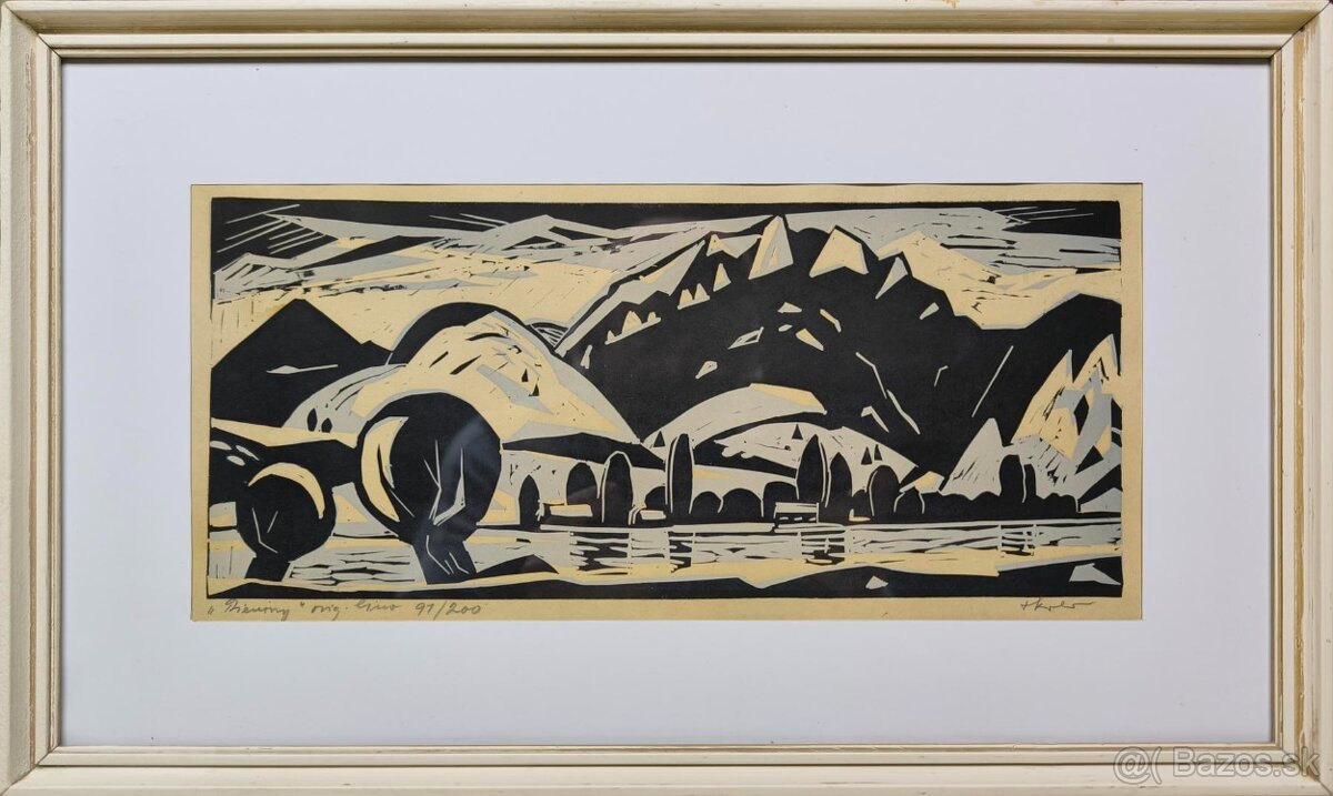 Josef Kolář - Pieniny, farebný linoryt - 2