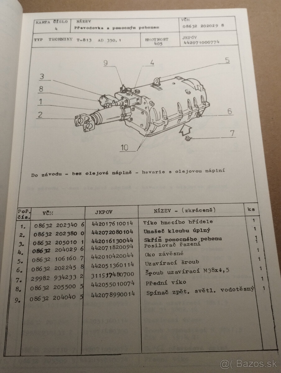 Tatra 813 katalog úplnosti skupín - 2