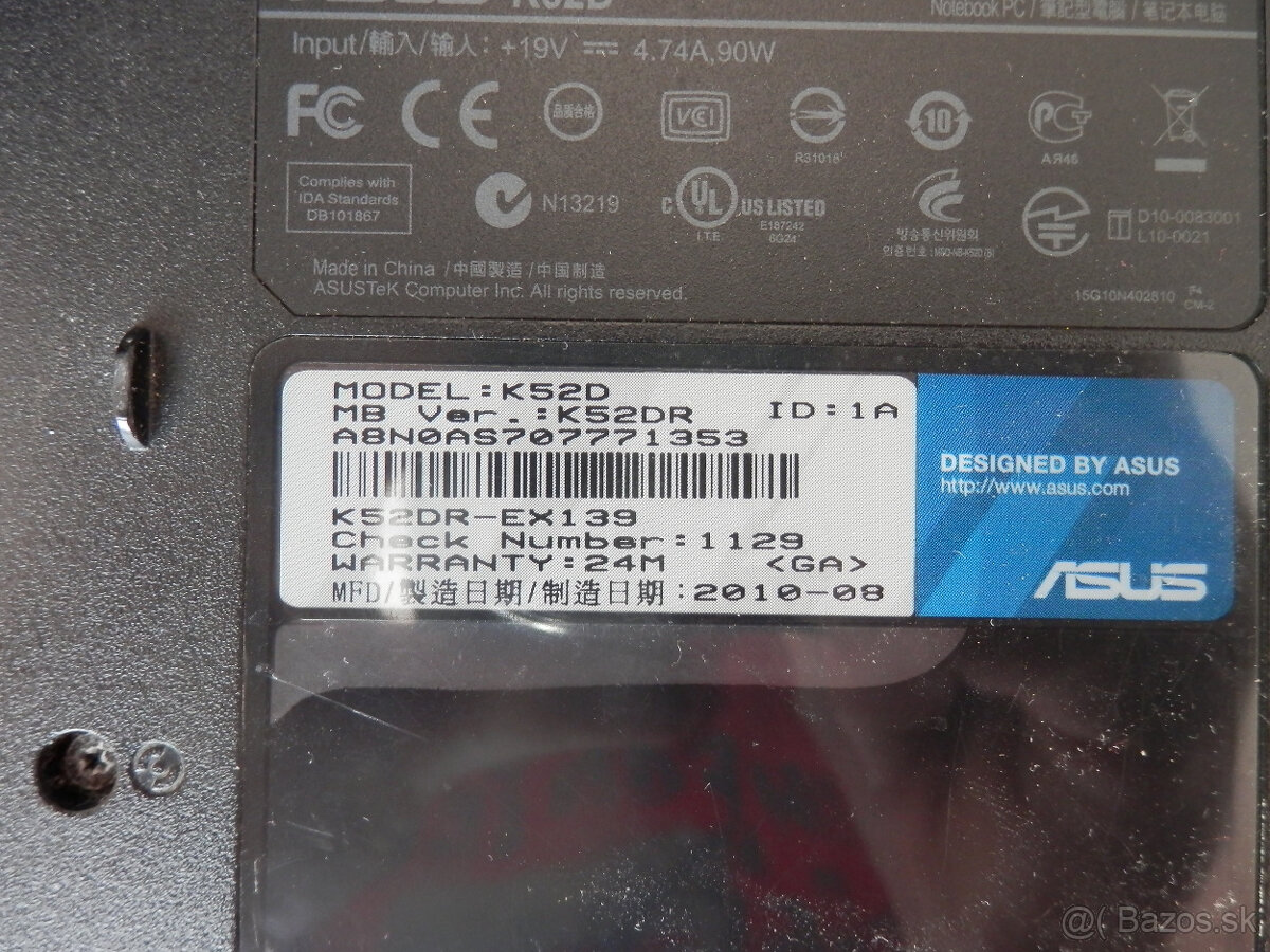 ASUS K52D. Display, klávesnica, tuchpad... - 2