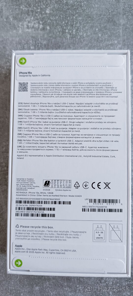 iPhone 16e 128GB Biely,nový nevybalený - 2
