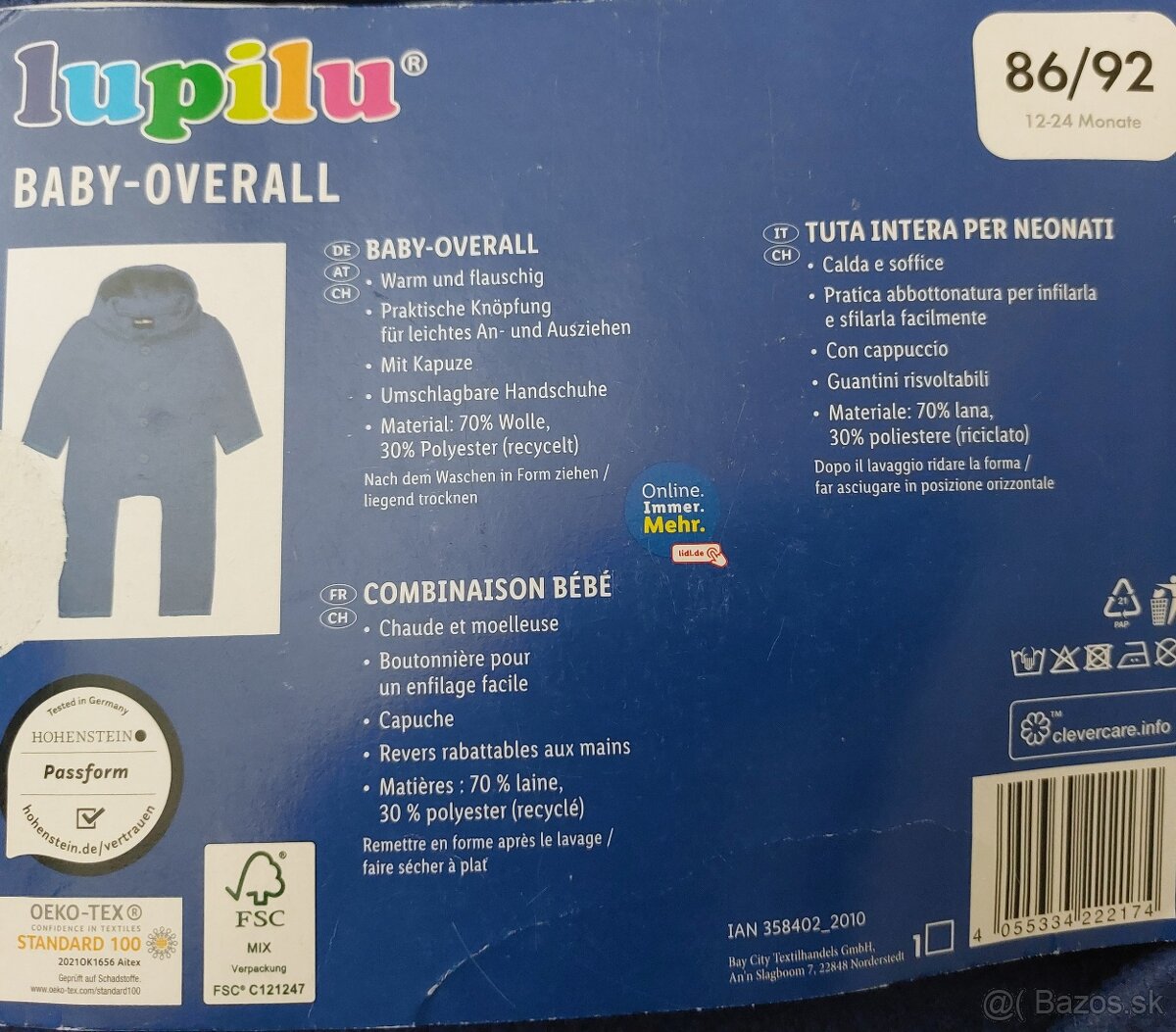 Vlneny overal 86/92cm - 2