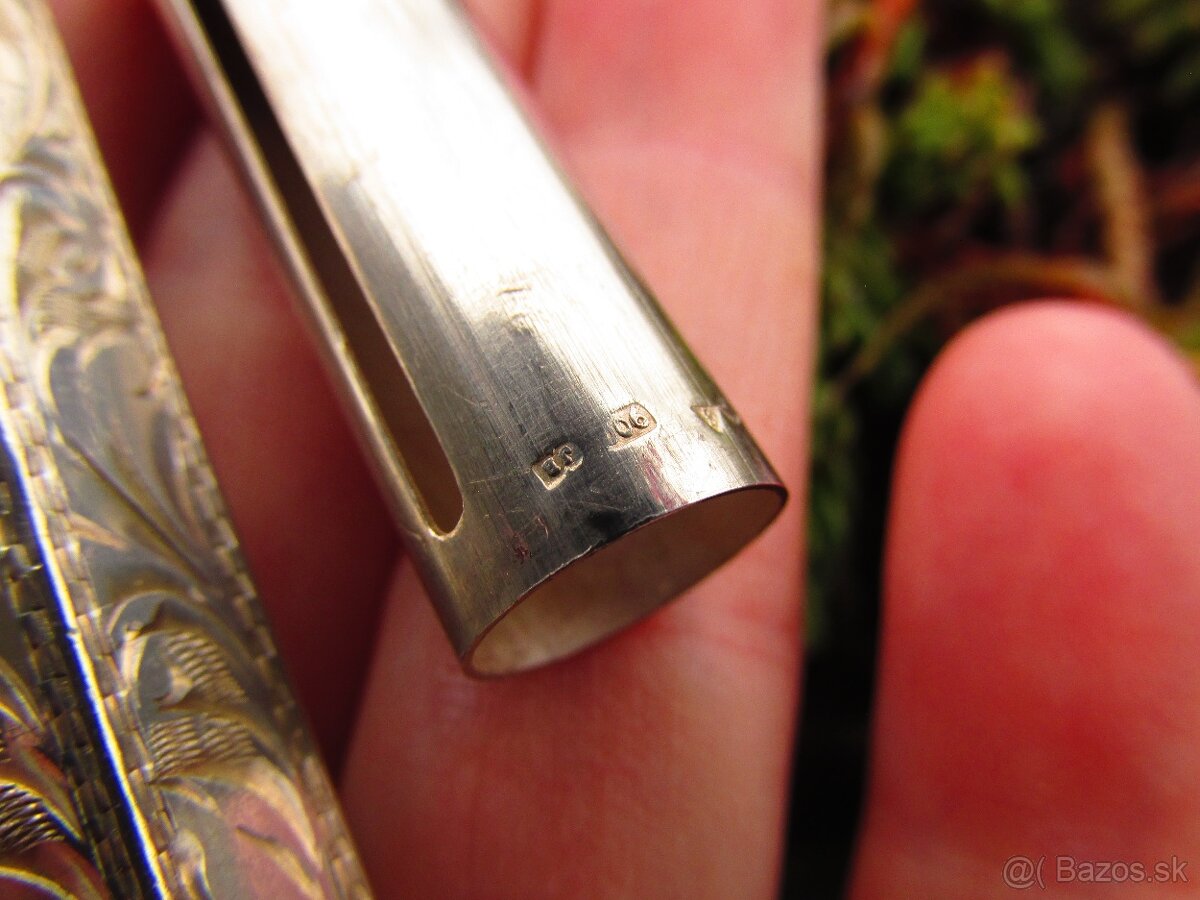 Staré strieborné púzdro na rúž, Ag 900 - 2