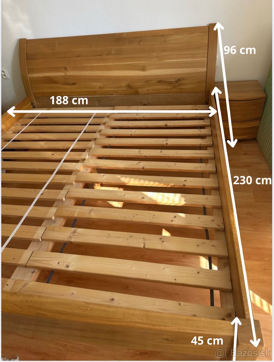 Masív posteľ dubové drevo + 2ks nočný stolík masív - 2