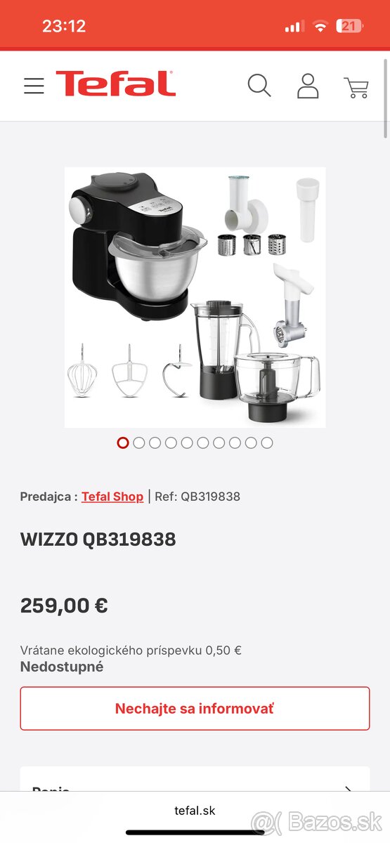 Tefal WIZZO QB319838 1000W kuchynský robot - 2