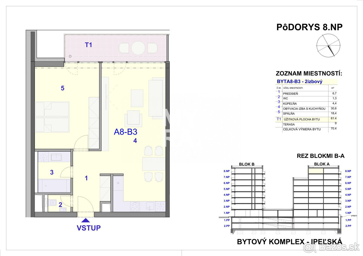 Posledný 2 izbový byt s terasou 9 m2 v novostavbe na najvyšš - 2