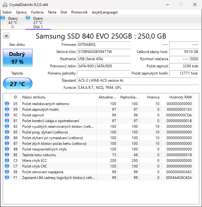 250GB SSD SAMSUNG 840 Evo 2.5" SATA - 2