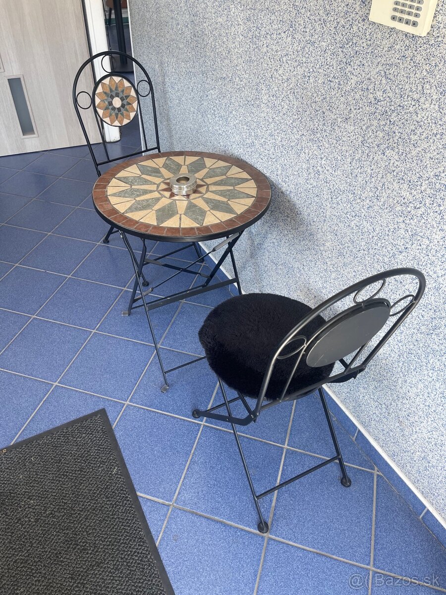 Bistro set: 3 mozaikové stoly + 4 stoličky - 2
