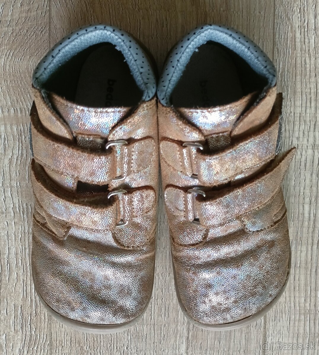 Barefoot Beda - Bella zlaté užšie s pevným opätkom veľ. 30 - 2