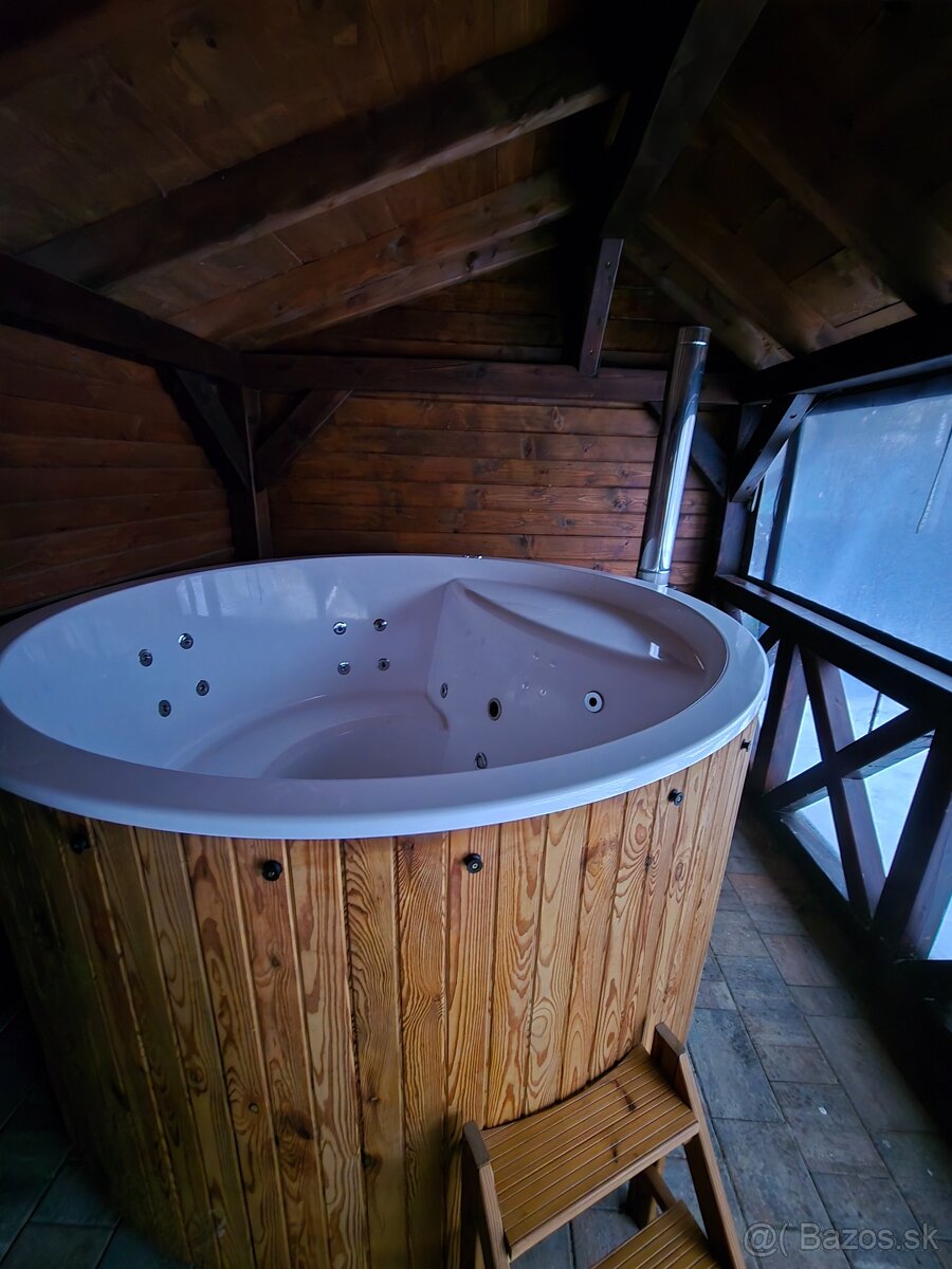 Drevená kúpacia kaďa / vírivka 220 cm na drevo - ZLAVA - 2
