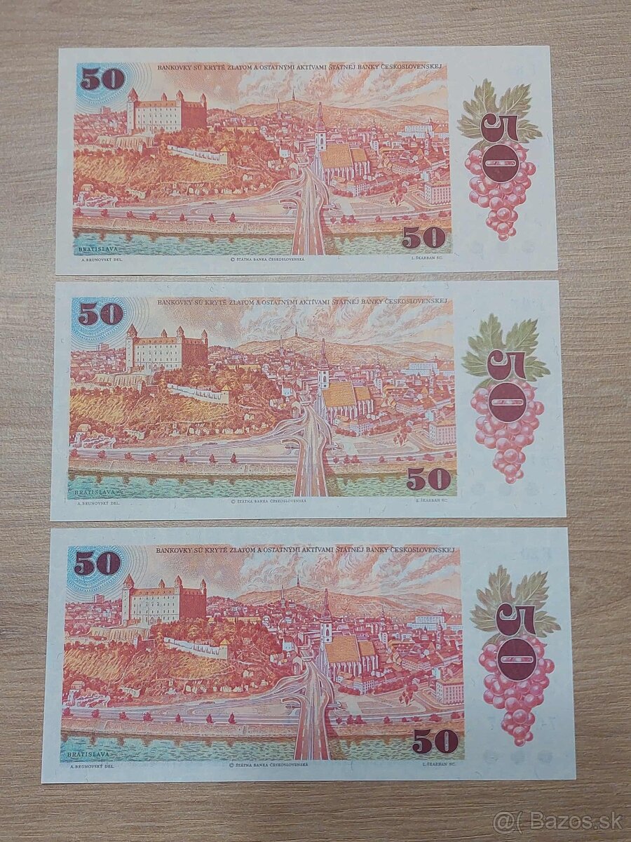 3 x 50 Kčs 1987 + slovenský kolok - 2