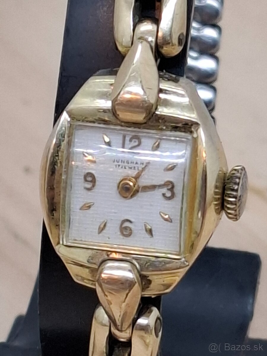 Predám funkčné dámske pozlátené hodinky JUNGHANS 17 jewels 1 - 2